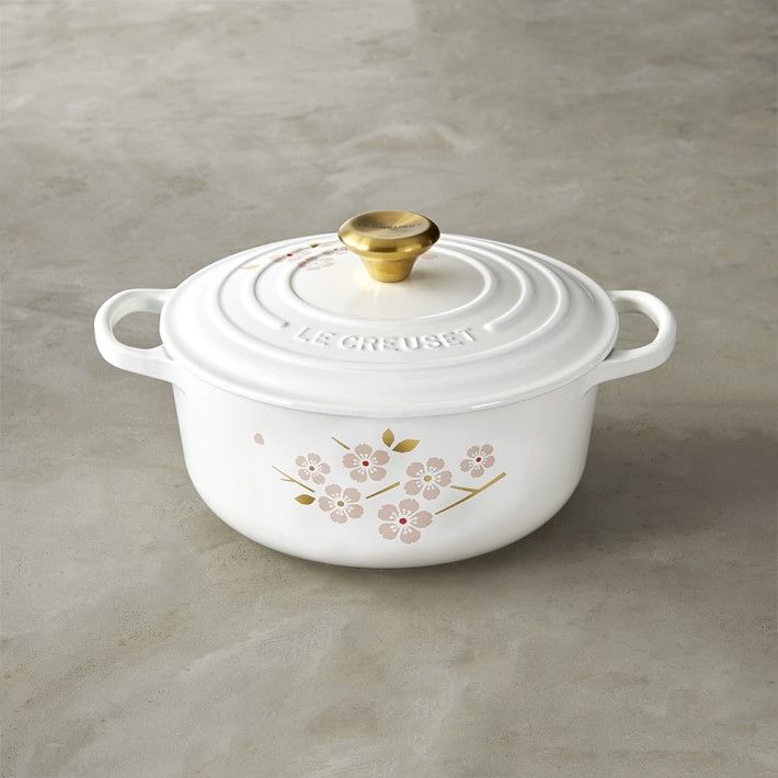 If you love Le Creuset as much as we love Le Creuset, you'll be swooning over this new Cherry Blossom Dutch Oven at Williams-Sonoma too. We'll take it! | Cool Mom Eats