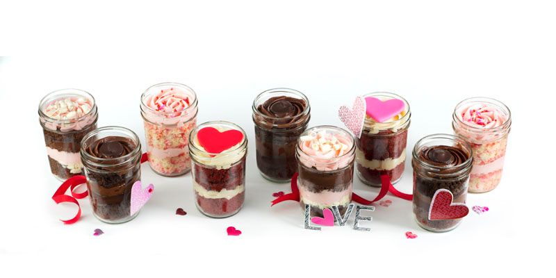 Inexpensive Valentine's Day gifts for him: cupcakes in a jar from Wicked Good Cupcakes.