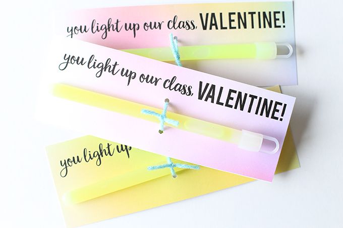 Valentine's Day cards for boys: Glow sticks printable by See Vanessa Craft