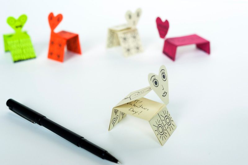 Free printable Valentines for the classroom: These foldable creatures from Made By Joel are so much fun!