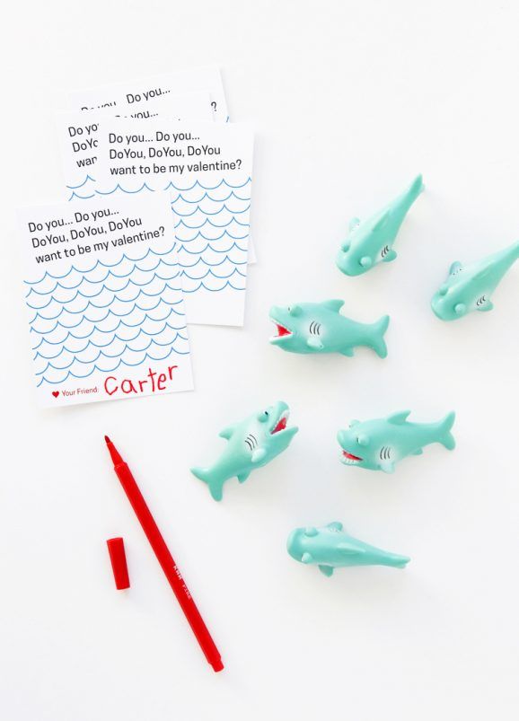 Free printable Valentines for the classroom: Shark Class Valentines by Paging Supermom.