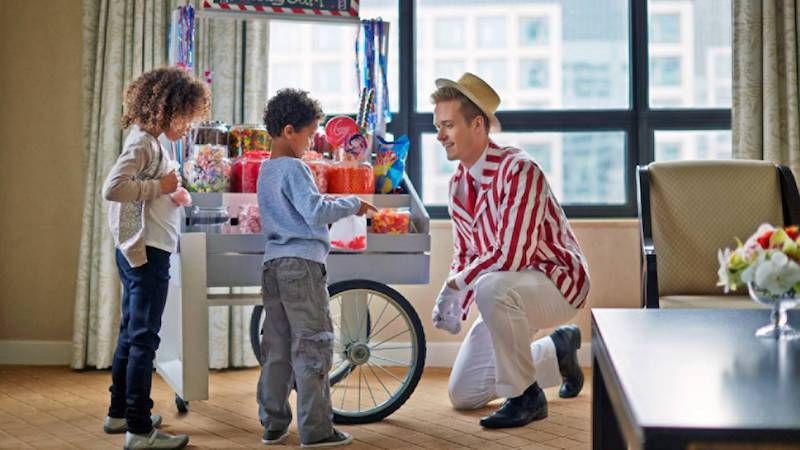 Hotels with the coolest amenities for kids: The Candy Man cart at Four Seasons hotels in Chicago and NYC