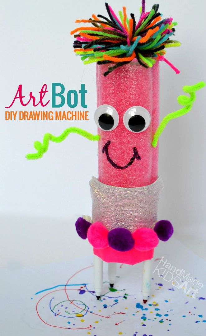 Cool pool noodle crafts: Art Bot by Handmade Kids Art