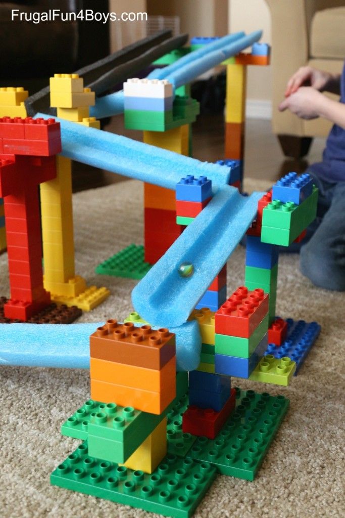 Cool pool noodle crafts: Marble Run by Frugal Fun 4 Boys and Girls