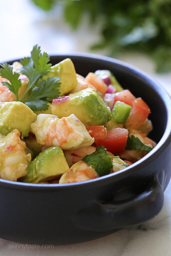 Cool Mom Eats weekly meal plan: a great no cook dinner for summer nights - Zesty Lime Shrimp and Avocado Salad | Skinny Taste
