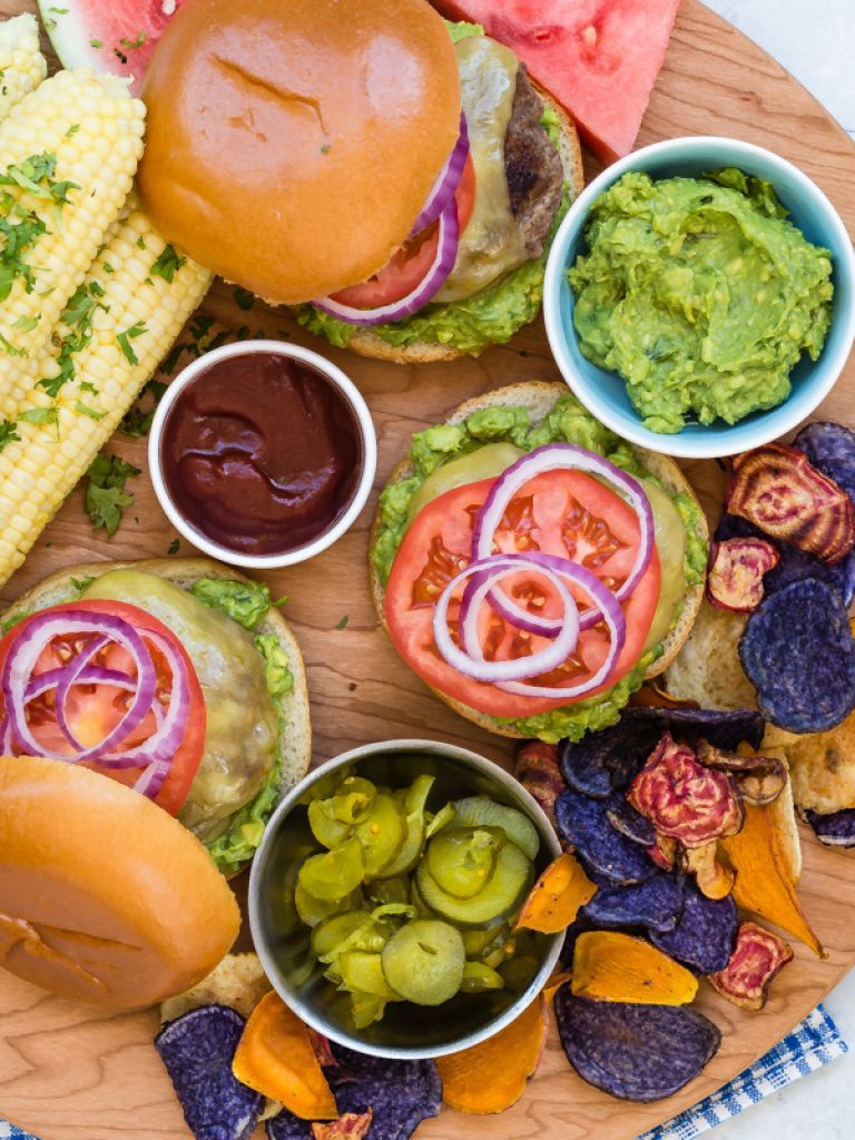 Cool Mom Eats weekly meal plan: Cheddar Guacamole Burgers at Weelicious