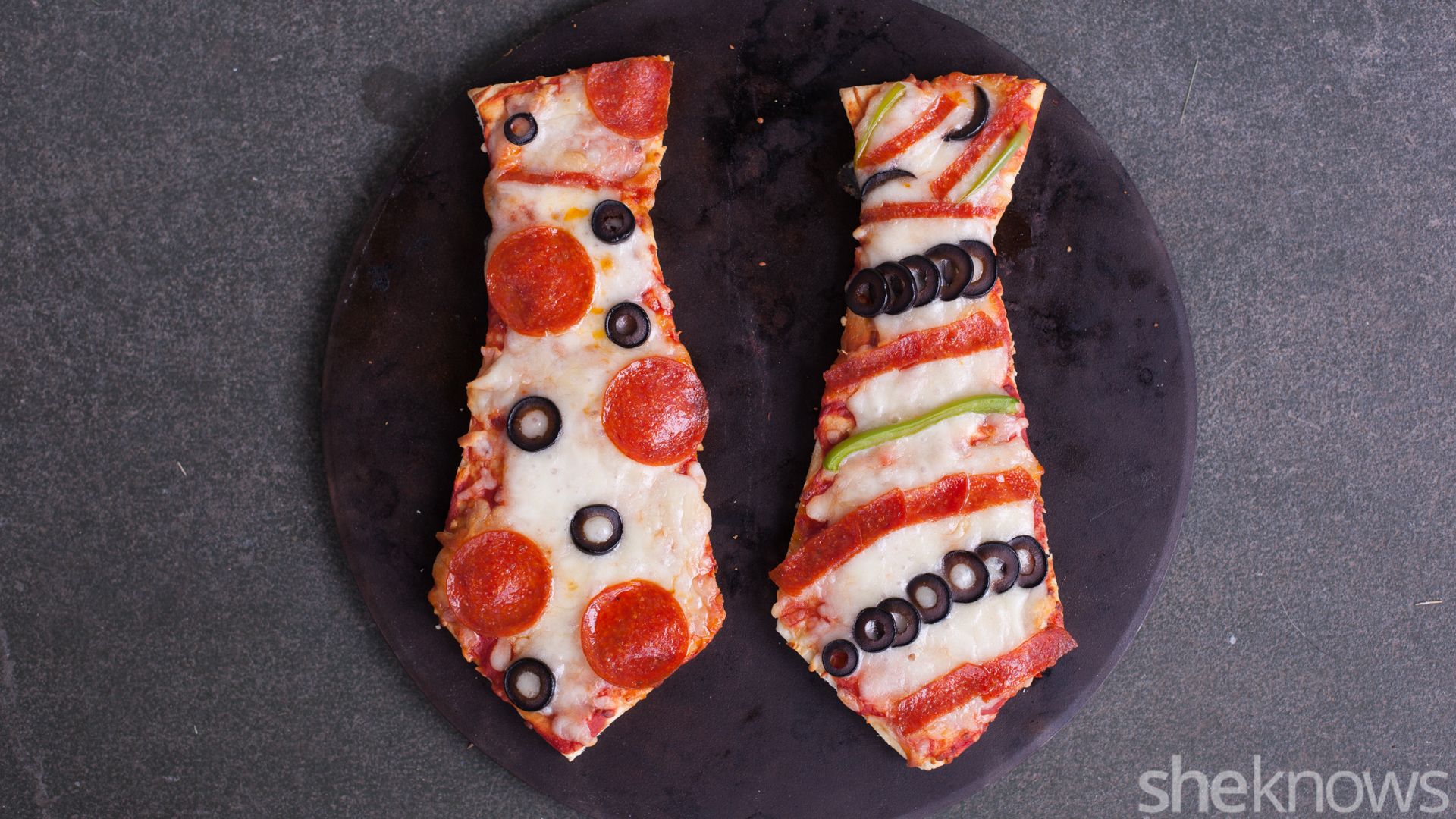 Father's Day food gifts that the kids can help make: Tie-shaped pizzas for Father's Day at SheKnows