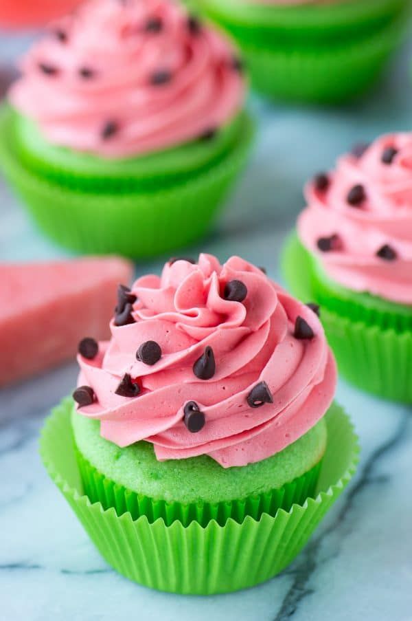 These Watermelon Cupcakes at The First Year are a perfect treat for a summer birthday or cookout dessert. 