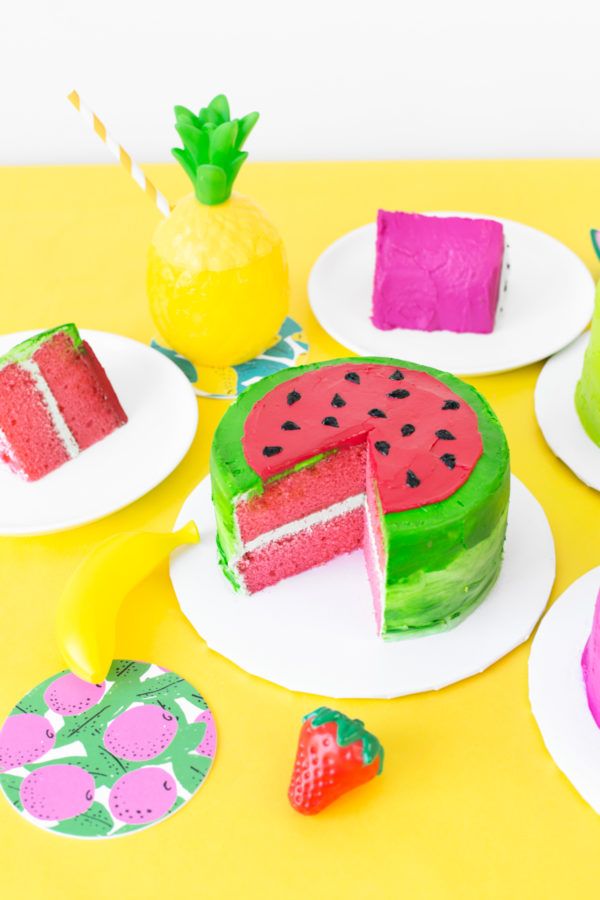 Watermelon Fruit Slice Cake at Studio DIY -- the perfect summer cake recipe. If you take on one baking project this summer, have it be this! 