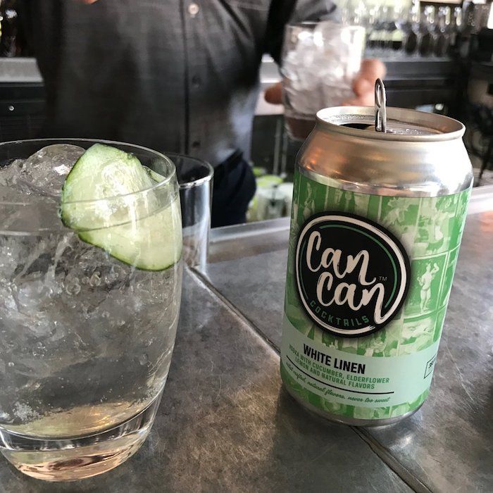 Best canned wines and cocktails taste test at Cool Mom Eats: Can Can's cucumber-filled White Linen