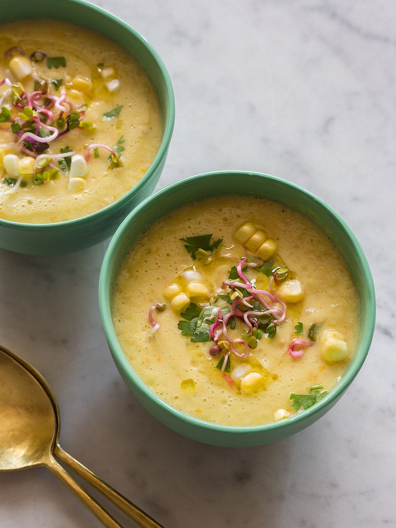 Cool Mom Eats weekly meal plan: Sweet Corn Gazpacho at Spoon Fork Bacon