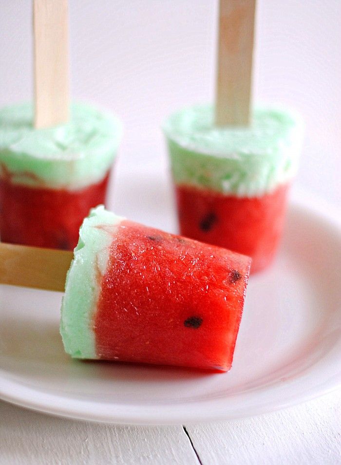 These Watermelon Ice Pops at Eat Yourself Skinny only call for 4 ingredients. A perfect quick summer snack for kids.