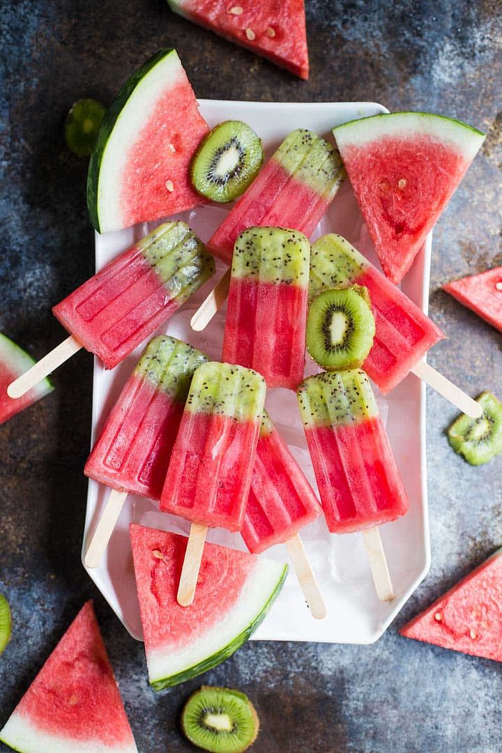 The Kiwi Watermelon Popsicles at B. Britnell only call for three ingredients and no added sugar -- a perfect healthy snack for kids that feels special. 