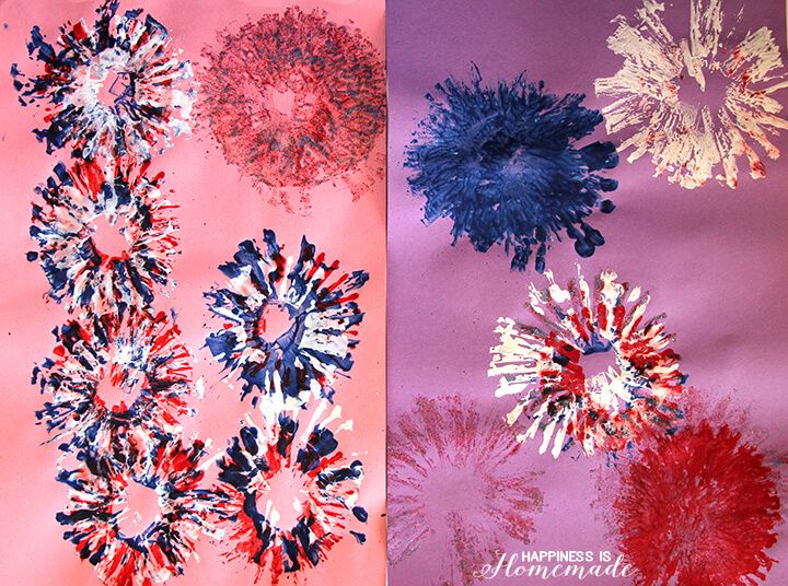 Creative 4th of July crafts for older kids: Fireworks Art by Happiness Is Homemade