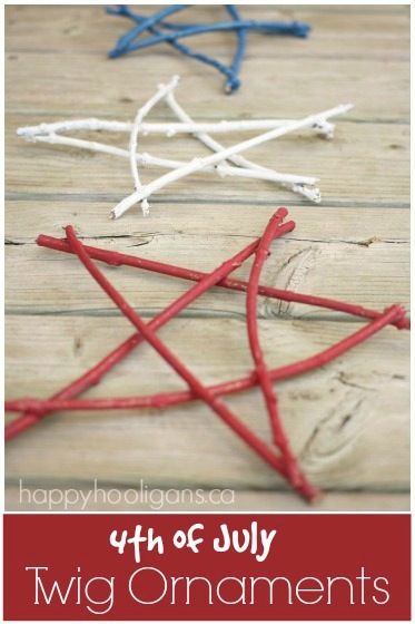Creative 4th of July crafts for older kids: Twig Ornaments by Happy Hooligans