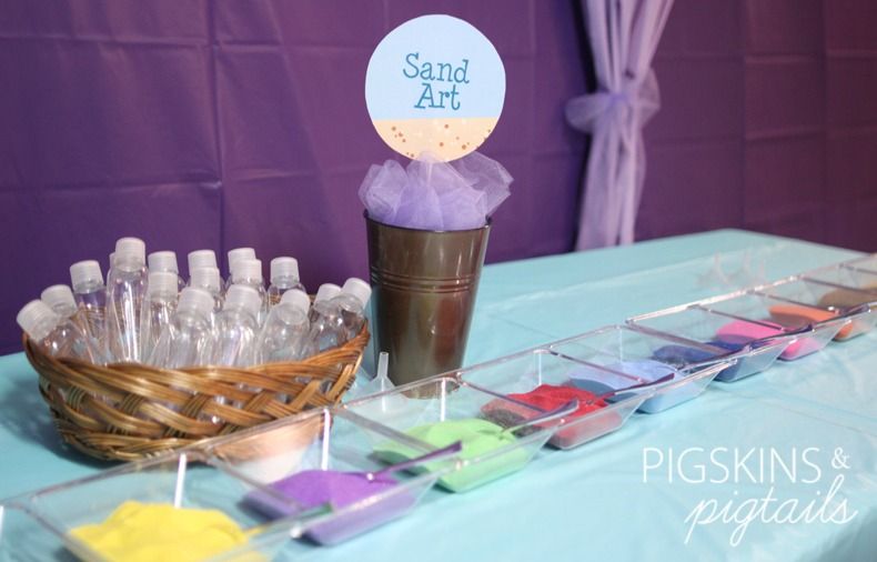 Mermaid party ideas: Sand Art Station by Pigskins & Pigtails