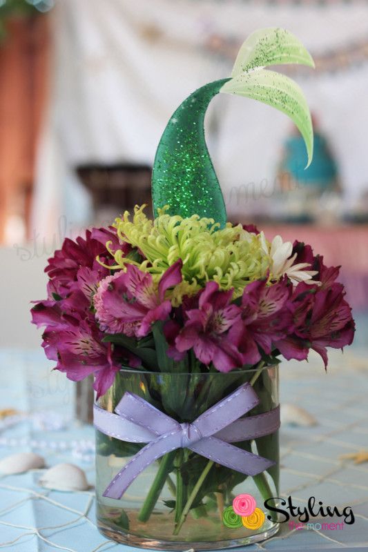 Mermaid party ideas: Mermaid Tail Flower Centerpieces by Styling the Moment