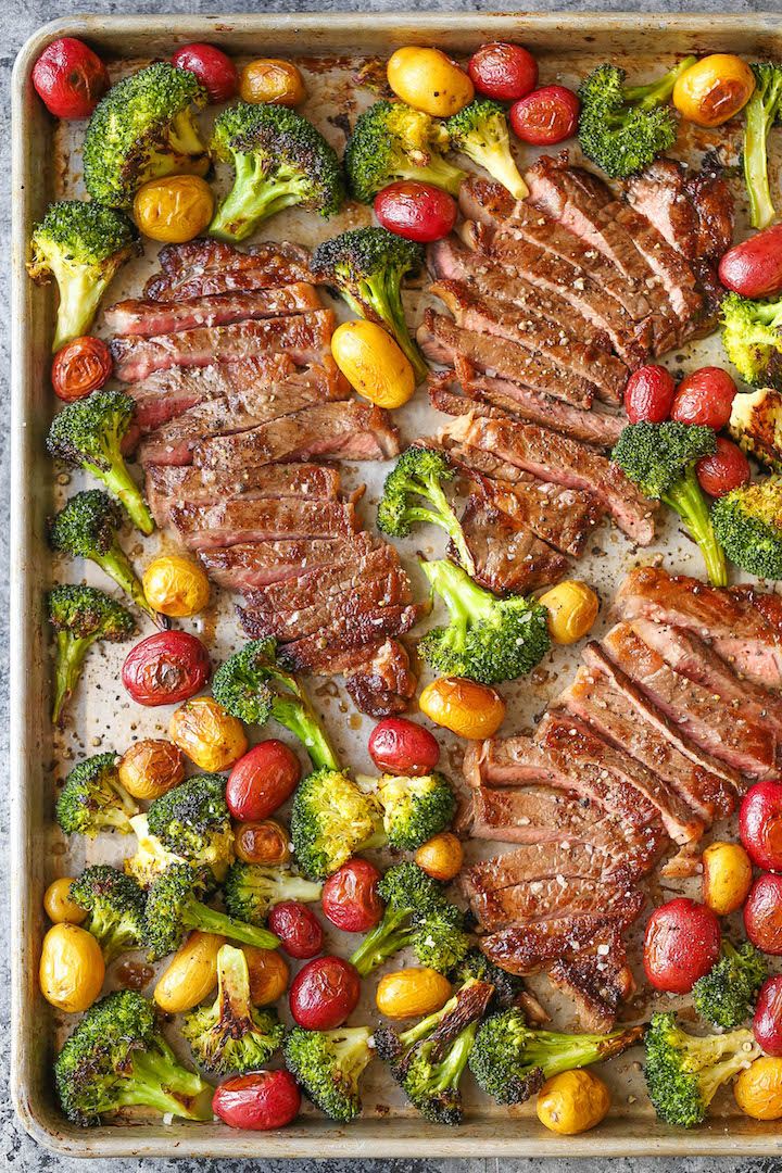 Cool Mom Eats weekly meal plan: Sheet Pan Steak and Veggies at Damn Delicious 