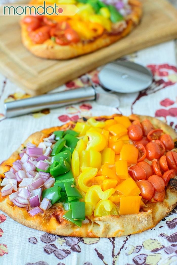 Rainbow recipes for St. Patrick's Day: Rainbow Veggie Pizza at Mom Dot