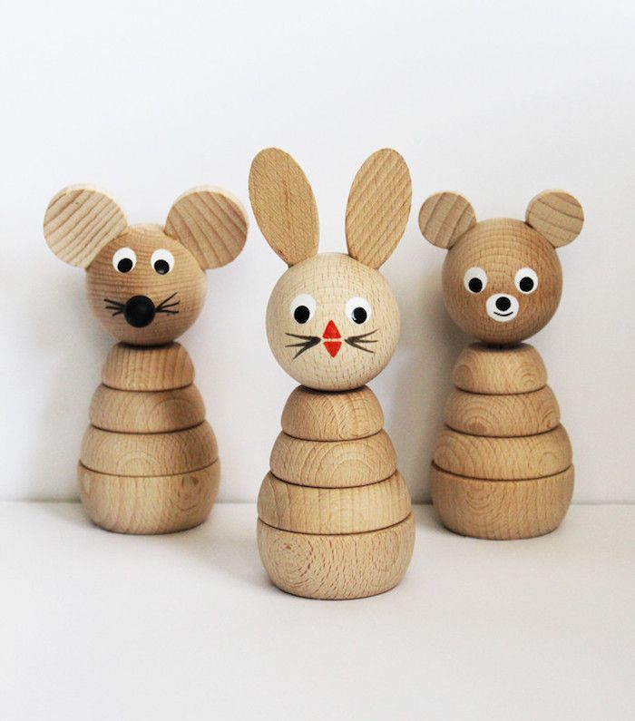 Cool bunny gifts for Easter: Wooden stacking toys at Perfectly Smitten