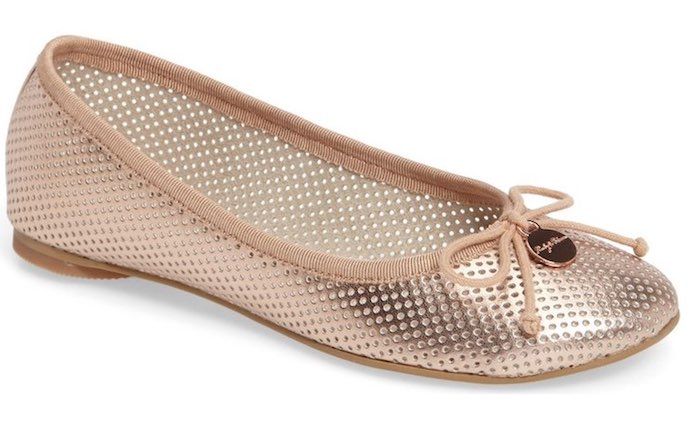 Cool metallic shoes for girls: rose gold ballet flats by Ruby & Bloom
