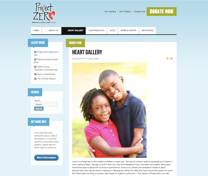 Important steps for starting an adoption: The Project Zero heart gallery of kids waiting to be adopted.