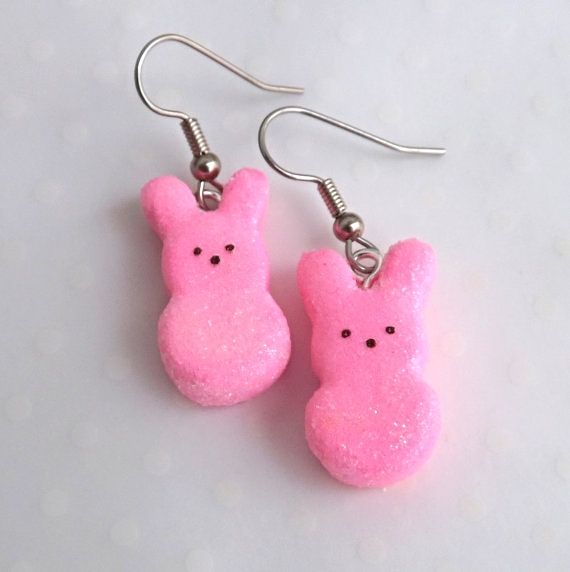 Non-candy Easter basket gifts: Peeps Earrings by Pitter Patter Polymer