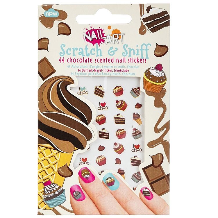 Non-candy Easter basket gifts: Chocolate Scented Scratch and Sniff Nail Stickers by Perpetual Kid