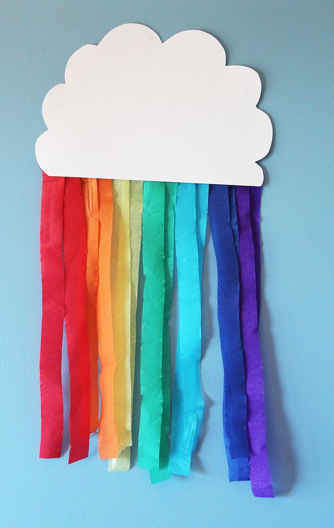 Easy rainbow crafts for kids: Rainbow cloud streamers at My Kid Craft