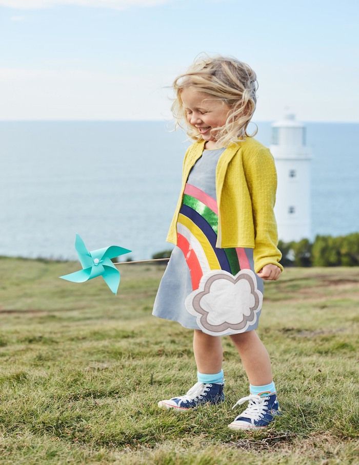 Rainbow dresses for girls: Woven rainbow dress at Boden