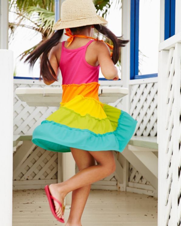 Rainbow dresses for girls: Tiered knit sundress at Garnet Hill