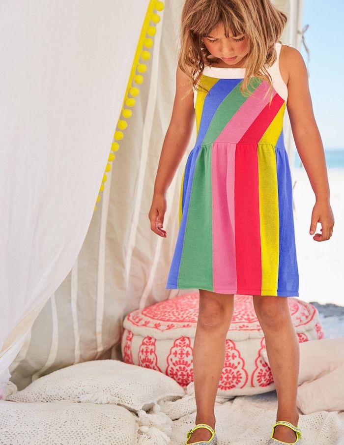 Rainbow dresses for girls: Knit twirl dress at Boden