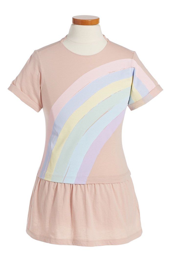 Rainbow dresses for girls: Mod pastel rainbow dress by Stella McCartney