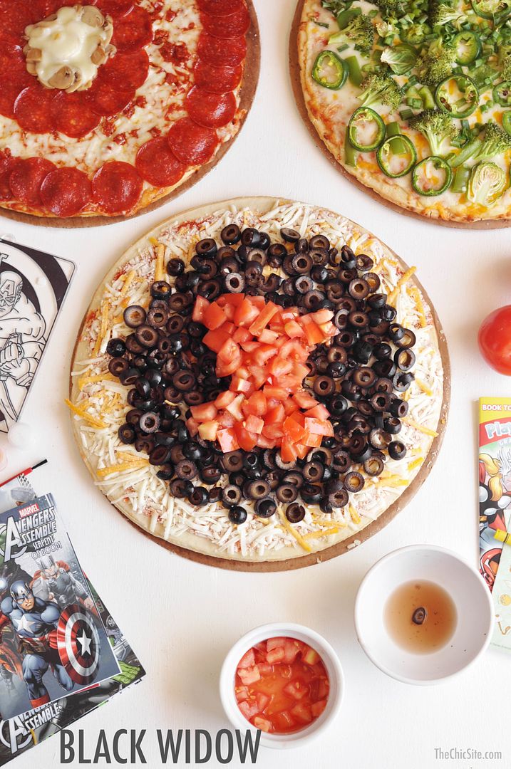 Superhero party themes for girls: Black Widow Pizza by The Chic Site