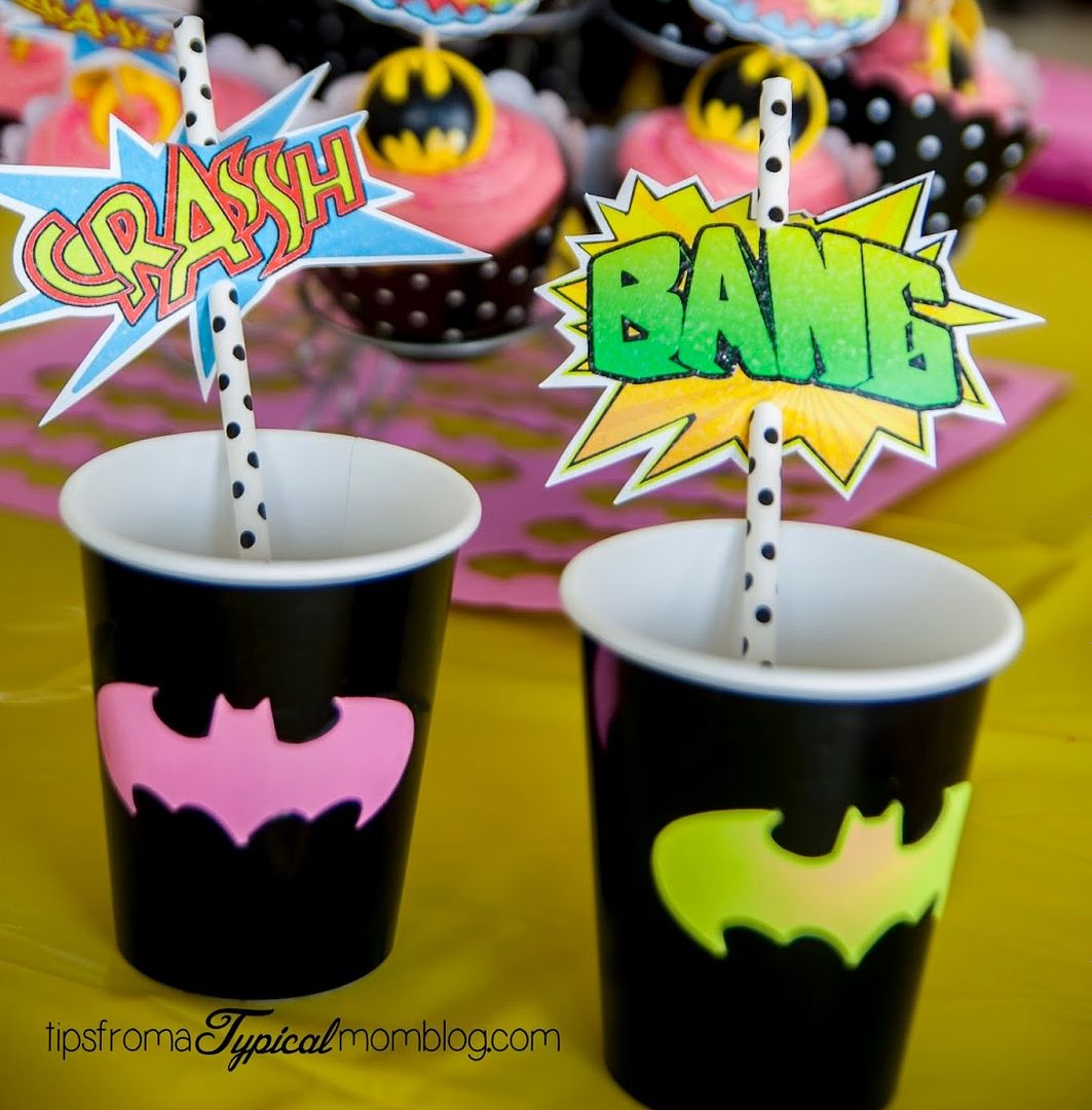 Superhero birthday party ideas our girls will love: Batgirl Straw Printables by Tips from a Typical Mom