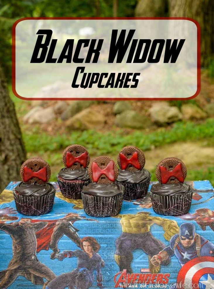 Superhero party themes for girls: Black Widow Cupcakes by the Horrible Housewife