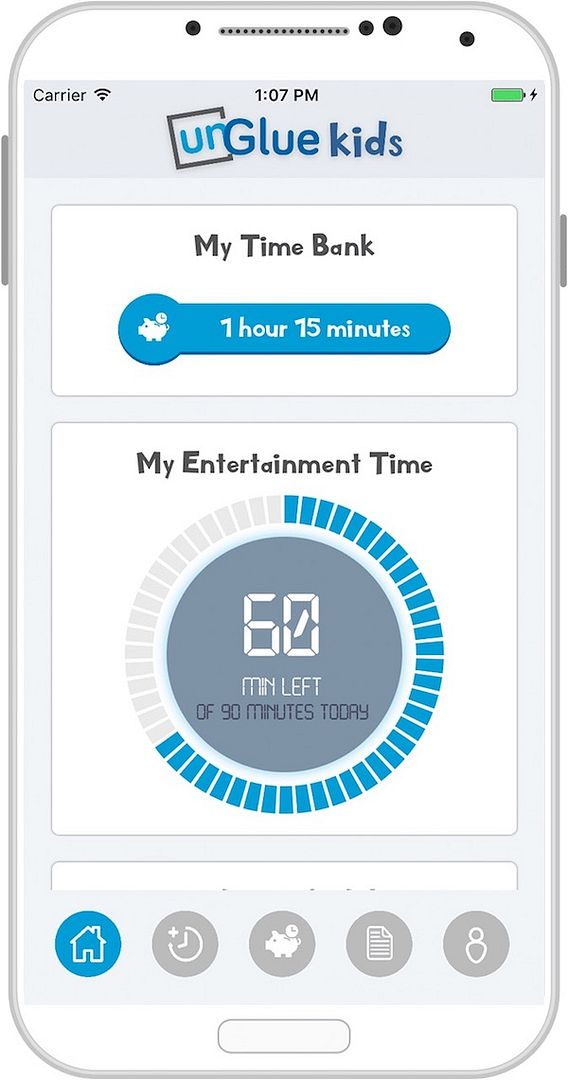 unGlue app: Kids manage their own bank of screen time