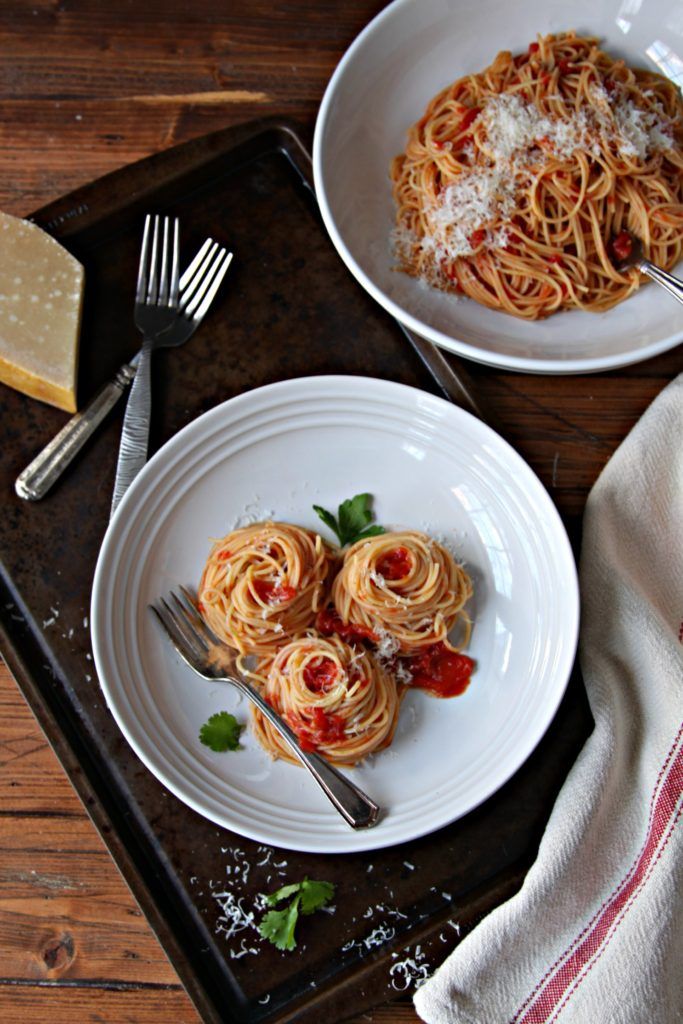 Cool Mom Eats weekly meal plan: Spaghetti with Butter Roasted Tomato Sauce at Bell'alimento