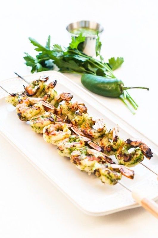 Father's Day meal plan and menu ideas: Chimichurri Shrimp Kebobs at Dash of Delicious