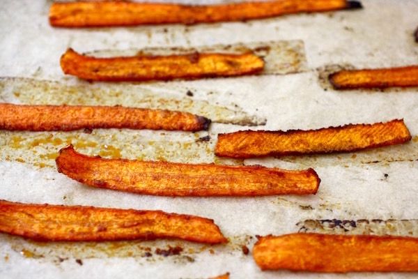 How to make carrot bacon: Roast until crisp around the edges and tender in the center. | Cool Mom Eats