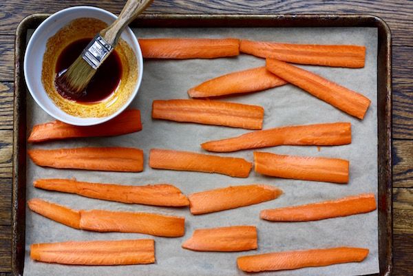 How to make carrot bacon: Baste thinly sliced carrots with a smoky glaze. | Cool Mom Eats