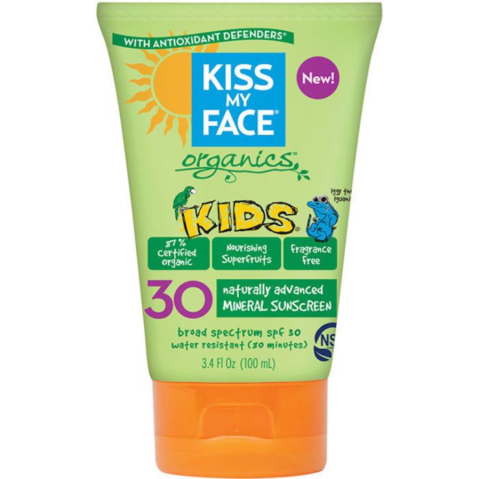 2017 EWG best safe sunscreens for kids and babies: Kiss My Face Organics Kids Sunscreen, SPF 30