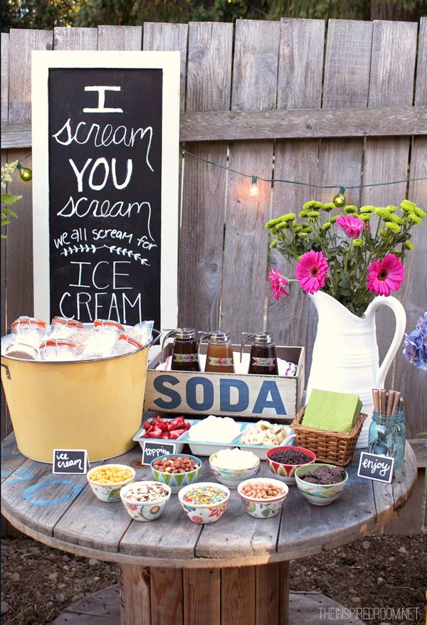 Backyard party ideas: Ice Cream Sundae Bar by The Inspired Room