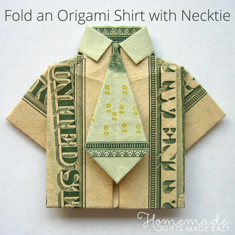 Cash gifts for grads: Money Origami Shirt by Homemade Gifts Made Easy
