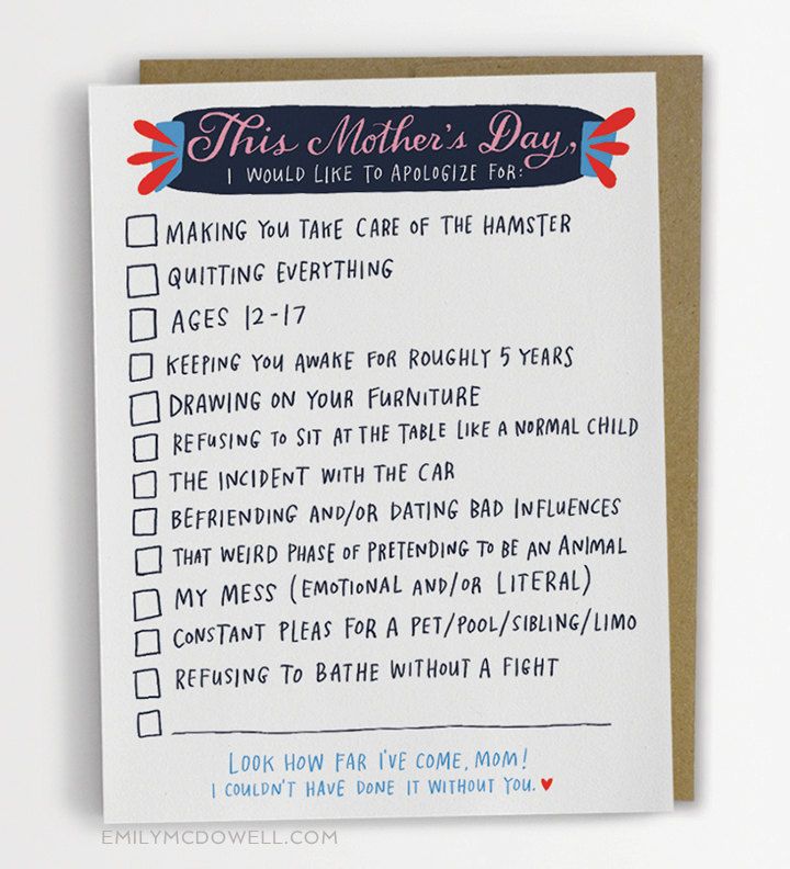 Last-minute Mother's Day gift ideas: Checklist Mother's Day Card by Emily McDowell Studios