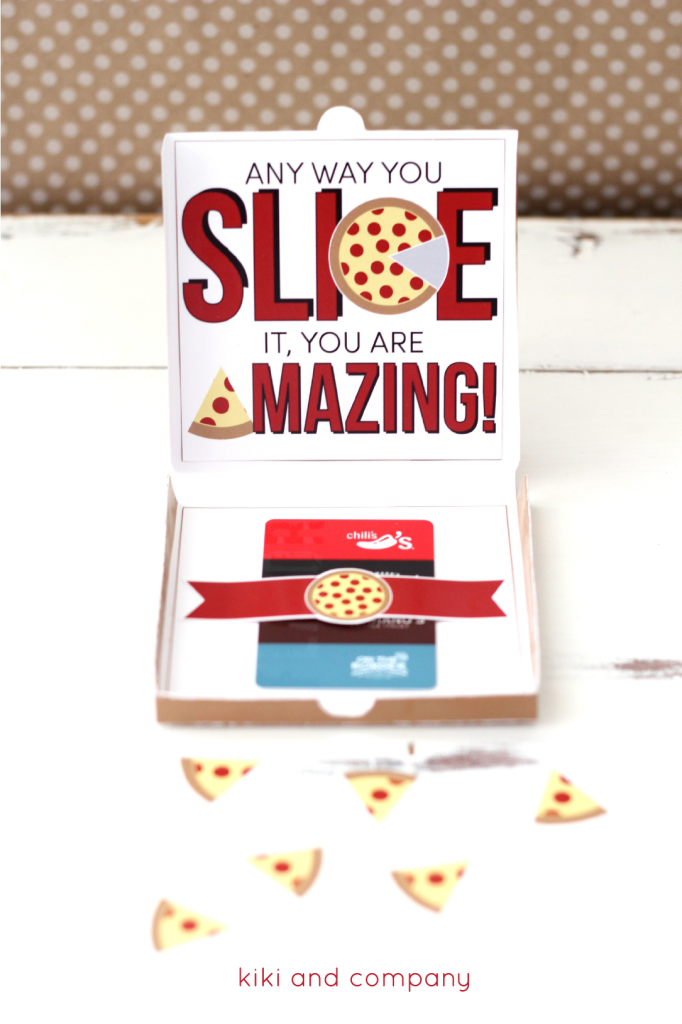 Teacher appreciation gift: Pizza Box Printable by Kiki and Company