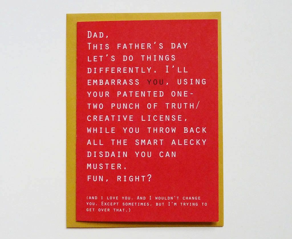 Funniest Father's Day cards: Sarcastic Father's Day Card | Tense and Urgent 