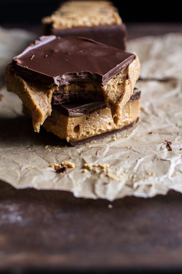 No bake cookie recipes: 5-Ingredient Triple Decker Peanut Butter Chocolate Bars | Half Baked Harvest