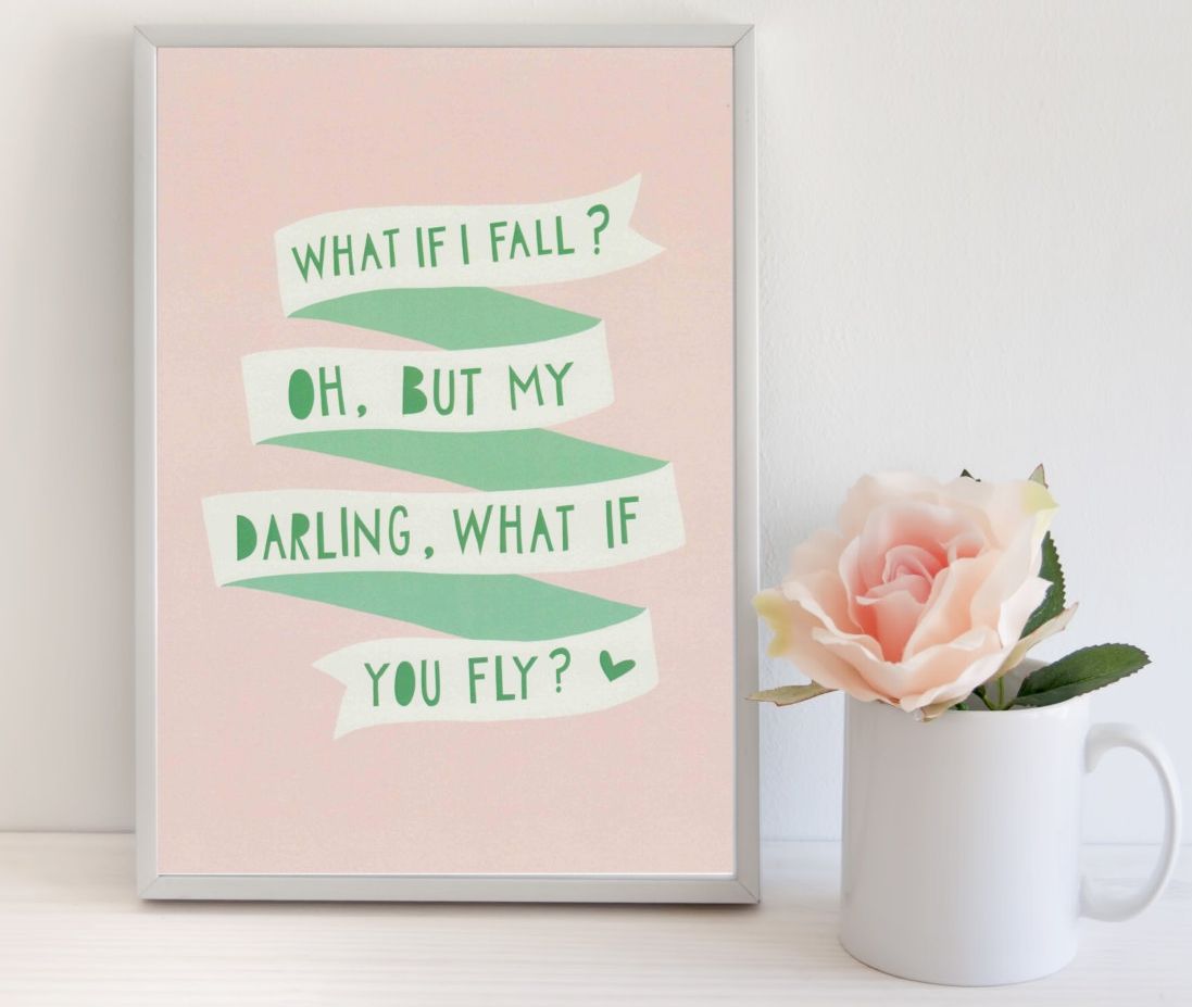 Inspirational art prints for grads: What if I Fall? Print from Violet and Alfie