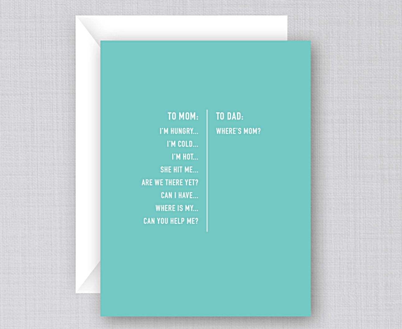 Funniest Mother's Day cards: To Mom/To Dad card from Classy Cards Creative